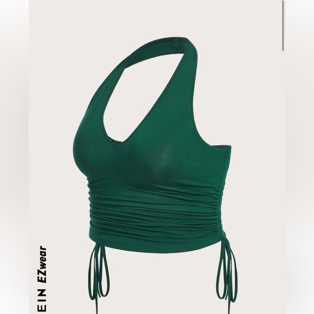 SHEIN EZwear plus halter neck drawstring backless crop top